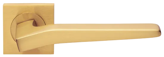 Ручка дверная HILL S2 OSA раздельная на квадратном основании, цвет матовое золото, латунь фото купить Астрахань