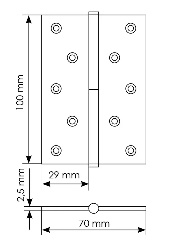 Петля карточная разъемная MSD 100X70X2.5 PC R стальная правая, врезная, цвет хром фото купить в Астрахани