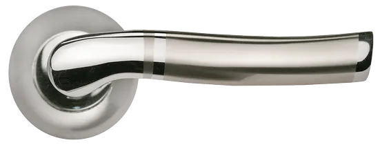 Ручка дверная ФОНТАН MH-04 SN/CP раздельная на круглой розетке, цвет бел. никель/хром, ЦАМ фото купить в Астрахани