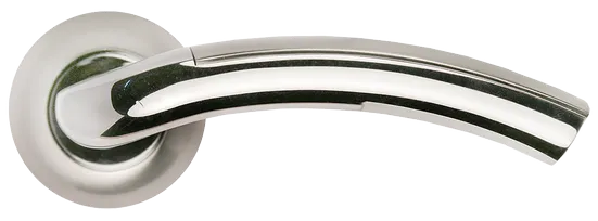 Ручка дверная ПАЛАЦЦО MH-02 SN/CP раздельная на круглой розетке, цвет бел. никель/хром, ЦАМ фото купить в Астрахани