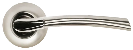 Ручка дверная ПИЗА MH-06 SN/CP на круглом основании, цвет бел.никель/хром, ЦАМ Light фото купить в Астрахани