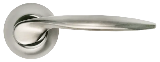 Ручка дверная ПОРТАЛ MH-07 SN раздельная на круглой розетке, цвет белый никель, ЦАМ фото купить в Астрахани