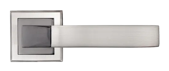 Ручка дверная FUKOKU MH-28 SN/BN-S раздельная на квадратной розетке, цвет бел. никель/черн. никель, ЦАМ фото купить в Астрахани