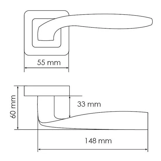 Ручка дверная SHELL MH-45 GR/CP-S55 раздельная на квадратной розетке, цвет графит/хром, ЦАМ Light фото купить в Астрахани