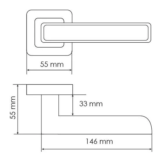 Ручка дверная FLEX MH-44 GR/CP-S55 раздельная на квадратном основании, цвет графит/хром, ЦАМ Light фото купить в Астрахани