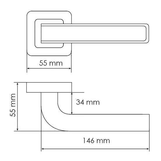 Ручка дверная EON MH-46 GR/CP-S55 раздельная на квадратной розетке, цвет графит/хром, ЦАМ Light фото фурнитура Астрахань